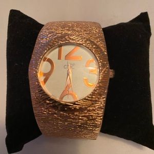 Red Gold Cuff bracelet with watch